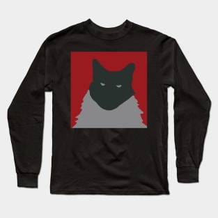 Abstract Cat on Red For Fans of Animals Long Sleeve T-Shirt